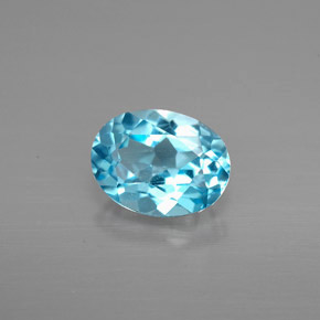Topaze bleue naturelle coupe ovale, 1,50 ct, VVS-VS