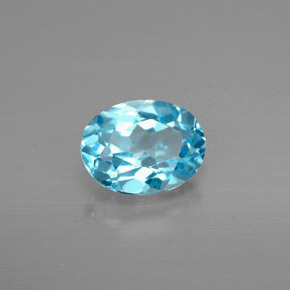 Topaze bleue naturelle coupe ovale, 1,50 ct, VVS-VS