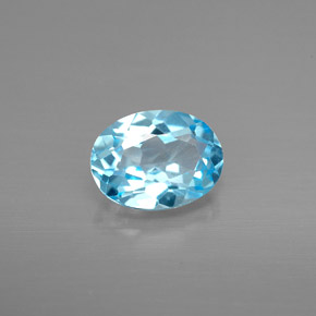Topaze bleue naturelle coupe ovale, 1,39 ct, VVS-VS
