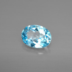 Topaze bleue naturelle coupe ovale, 1,39 ct, VVS-VS