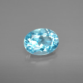 Topaze bleue naturelle coupe ovale, 1,54 ct, VVS-VS