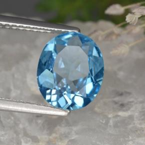 Topaze bleue naturelle coupe ovale, 2,35 ct, VS