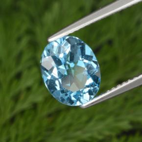 Topaze bleue naturelle coupe ovale, 3,10 ct, VS