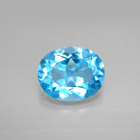 Topaze bleue naturelle coupe ovale, 3,18 ct, VS
