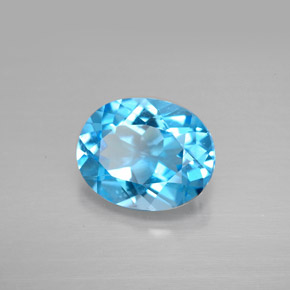 Topaze bleue naturelle coupe ovale, 3,18 ct, VS