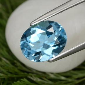 Topaze bleue naturelle coupe ovale, 3,09 ct, VS