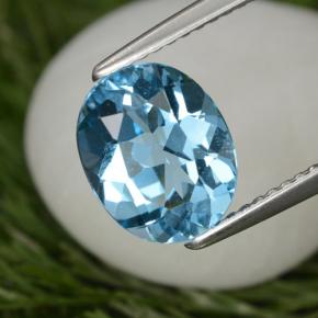 Topaze bleue naturelle coupe ovale, 3,09 ct, VS