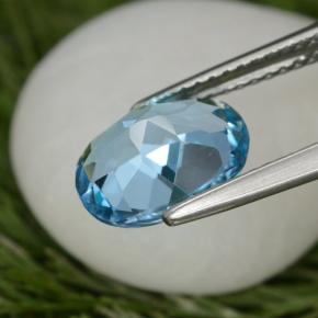 Topaze bleue naturelle coupe ovale, 3,09 ct, VS