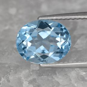 Topaze bleue naturelle coupe ovale, 3,32 ct, VVS-VS