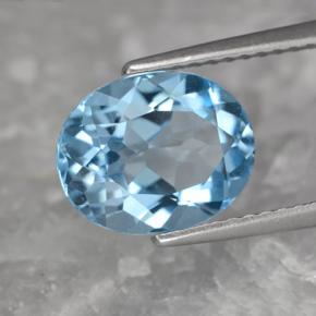 Topaze bleue naturelle coupe ovale, 3,32 ct, VVS-VS