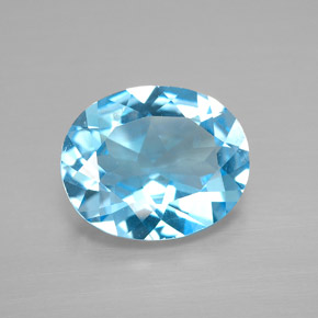 Topaze bleue naturelle coupe ovale, 3,36 ct, VVS-VS