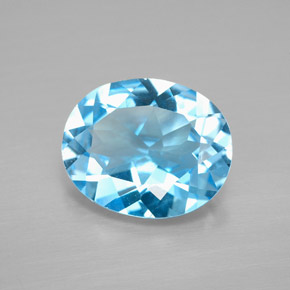 Topaze bleue naturelle coupe ovale, 3,36 ct, VVS-VS