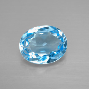 Topaze bleue naturelle coupe ovale, 3,21 ct, VVS-VS