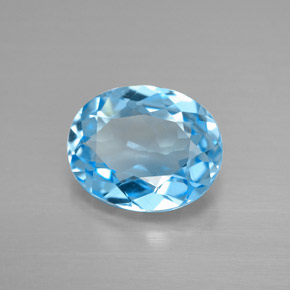 Topaze bleue naturelle coupe ovale, 3,21 ct, VVS-VS