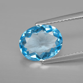 Topaze bleue naturelle coupe ovale, 2,87 ct, VVS-VS