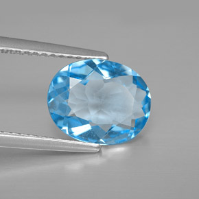 Topaze bleue naturelle coupe ovale, 2,87 ct, VVS-VS