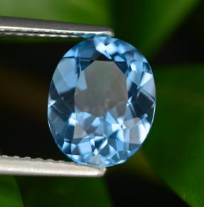 Topaze bleue naturelle coupe ovale, 3,07 ct, VVS-VS