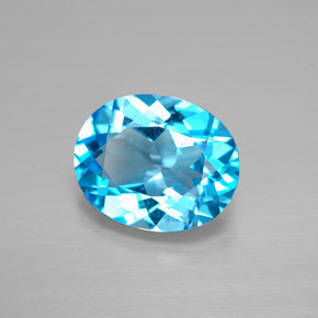 Topaze bleue naturelle coupe ovale, 3,09 ct, VVS-VS