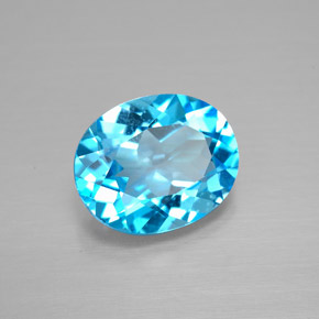 Topaze bleue naturelle coupe ovale, 3,09 ct, VVS-VS