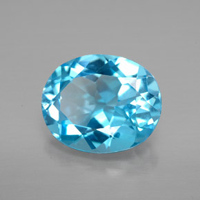 Topaze bleue naturelle coupe ovale, 4,17 ct, VVS-VS