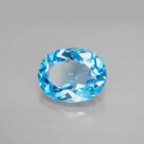 Topaze bleue naturelle coupe ovale, 3,01 ct, VVS