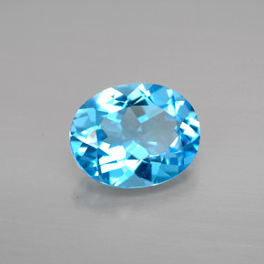 Topaze bleue naturelle coupe ovale, 2,91 ct, VVS