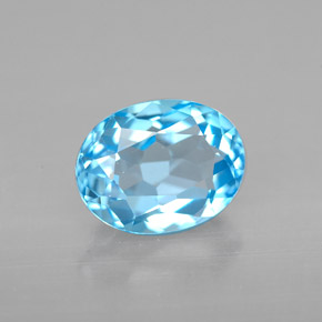 Topaze bleue naturelle coupe ovale, 2,50 ct, VVS