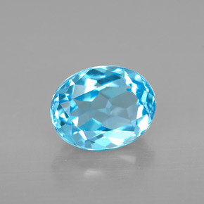 Topaze bleue naturelle coupe ovale, 2,51 ct, VVS