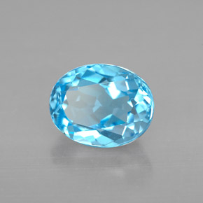 Topaze bleue naturelle coupe ovale, 2,51 ct, VVS