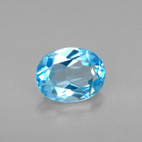 Topaze bleue naturelle coupe ovale, 2,22 ct, VVS