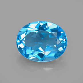 Topaze bleue naturelle coupe ovale, 3,14 ct, VS