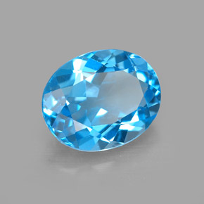 Topaze bleue naturelle coupe ovale, 3,14 ct, VS