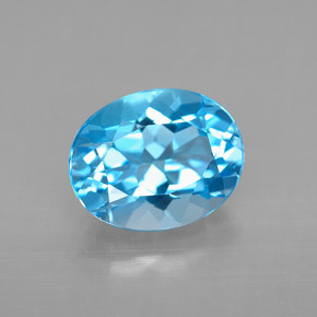 Topaze bleue naturelle coupe ovale, 3,27 ct, VVS-VS