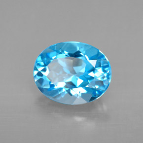 Topaze bleue naturelle coupe ovale, 3,27 ct, VVS-VS