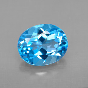 Topaze bleue naturelle coupe ovale, 3,51 ct, VVS-VS