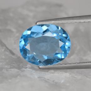 Topaze bleue naturelle coupe ovale, 2,89 ct, VVS