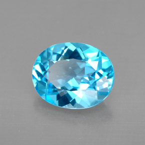 Topaze bleue naturelle coupe ovale, 3,08 ct, VVS