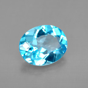 Topaze bleue naturelle coupe ovale, 3,08 ct, VVS