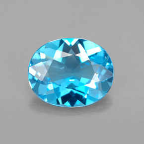 Topaze bleue naturelle coupe ovale, 3,38 ct, VVS