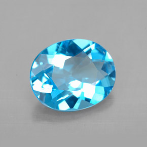 Topaze bleue naturelle coupe ovale, 3,38 ct, VVS