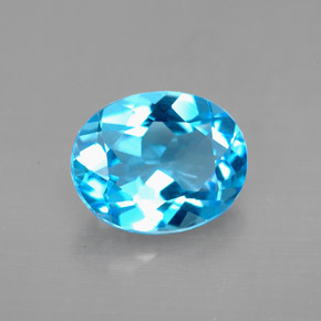 Topaze bleue naturelle coupe ovale, 3,18 ct, VVS