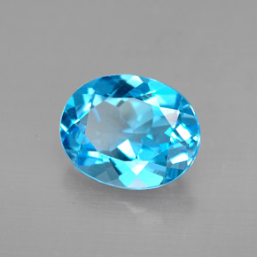 Topaze bleue naturelle coupe ovale, 3,18 ct, VVS