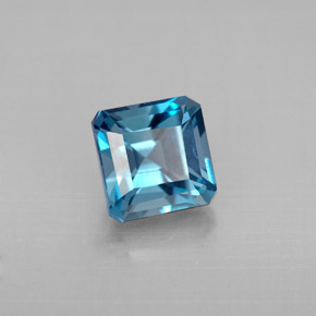 Topaze bleue naturelle taille émeraude, 1,64 ct, VVS-VS