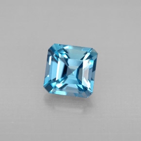 Topaze bleue naturelle taille émeraude, 1,46 ct, VVS-VS