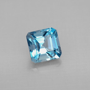 Topaze bleue naturelle taille émeraude, 1,46 ct, VVS-VS