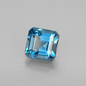 Topaze bleue naturelle taille émeraude, 1,62 ct, VVS-VS