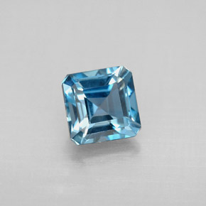 Topaze bleue naturelle taille émeraude, 1,52 ct, VVS-VS