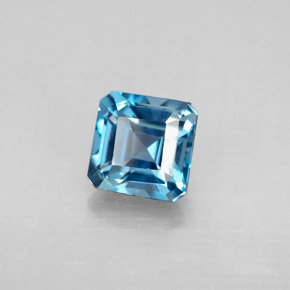 Topaze bleue naturelle taille émeraude, 1,52 ct, VVS-VS