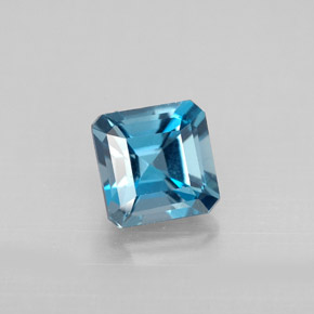 Topaze bleue naturelle taille émeraude, 1,52 ct, VVS-VS