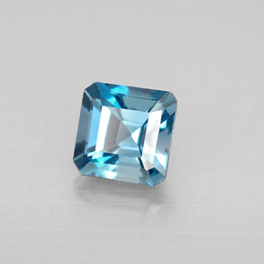 Topaze bleue naturelle taille émeraude, 1,52 ct, VVS-VS